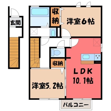 雀宮駅 徒歩21分 2階の物件間取画像